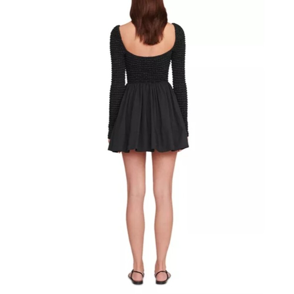 STAUD Cassidy black ruched long sleeves Dress size L - Picture 3 of 8
